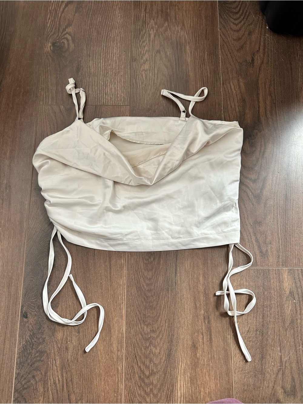 SHEIN Cream Cowl Neck Drawstring Camisole